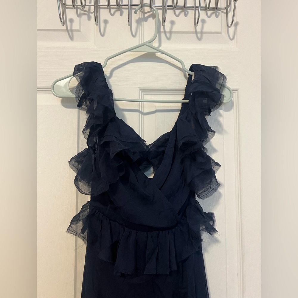 Lulus Navy Ruffle Dress